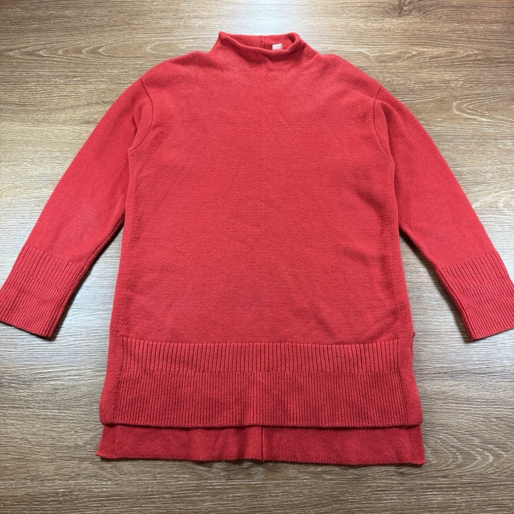 Moth Anthropologie Women's Red Mock Neck Knit Sweater XS Hi Low Hem Fall Style